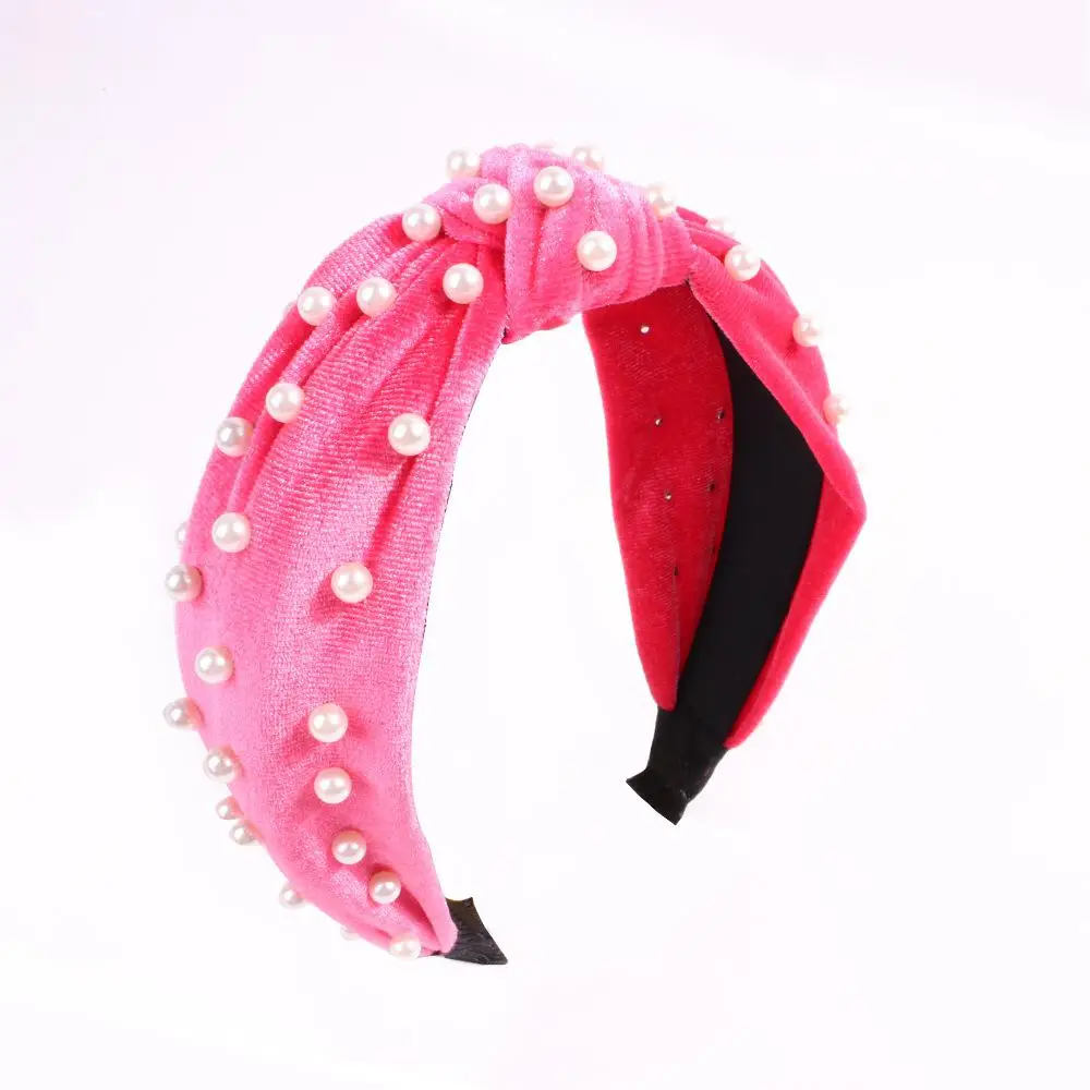 1pc New Soft Velvet Pearl Hair Bands Women Tie Knot Hair Accessories Head Wear - Цвет: A9
