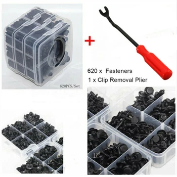 

With Removal Plier Rivets 620Pcs Set Auto Car Push Pin Fasteners Clips