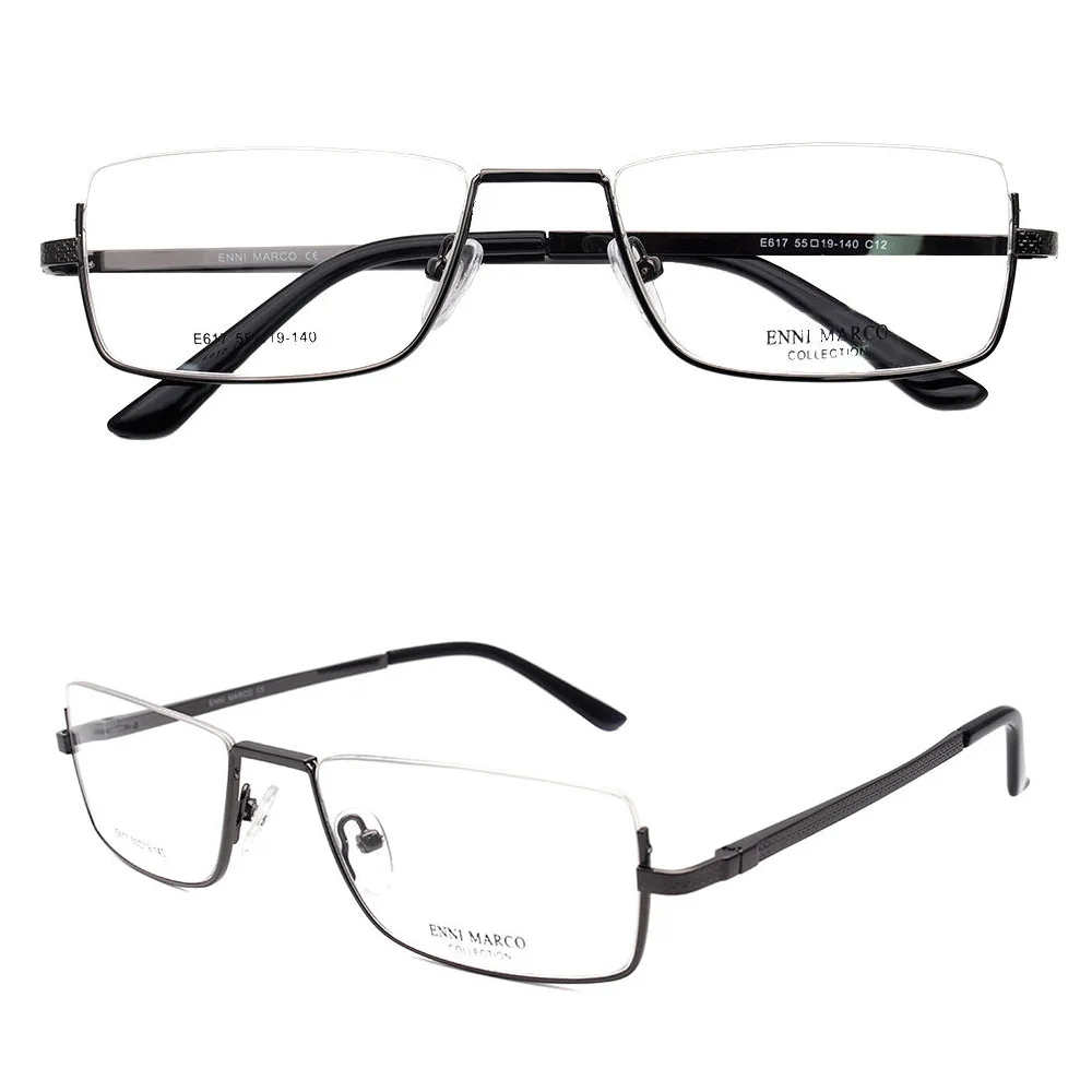 Vazrobe Grey Eyeglasses Frames Male Semi Rimless Flat Top Half Rim