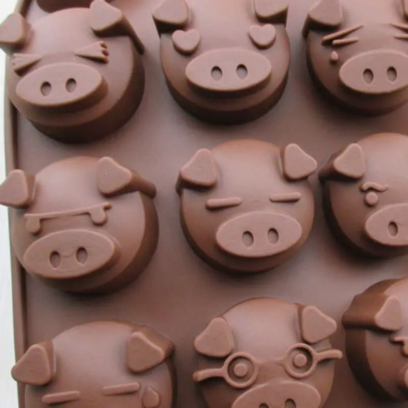 15 Holes Funny Pig Shaped Silicone Soap Candy Fondant Chocolate Mould Cookies Cake Mold DIY Kitchen | Дом и сад