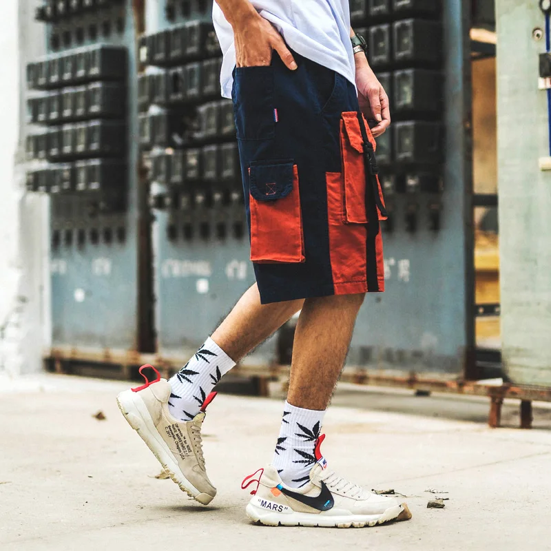 Харадзюку мужские шорты Карго летние мужские хип хоп шорты цветной блок уличная карман мужские s мешковатые шорты мужские повседневные шорты для бега