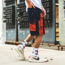 Харадзюку мужские шорты Карго летние мужские хип хоп шорты цветной блок уличная карман мужские s мешковатые шорты мужские повседневные шорты для бега