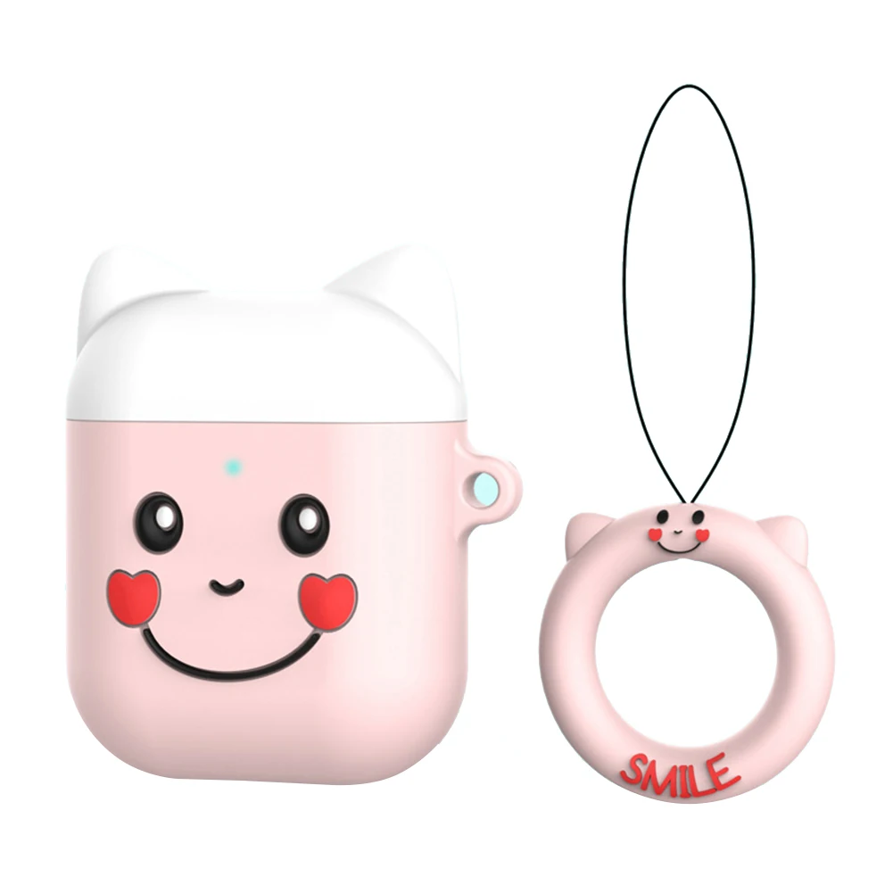 Мультяшный наушник чехол для Apple Airpods 2 1 противоударный защитный чехол для гарнитуры оболочка для Air pods 2 1 Забавный розовый Кот смайлик Капа - Цвет: 4