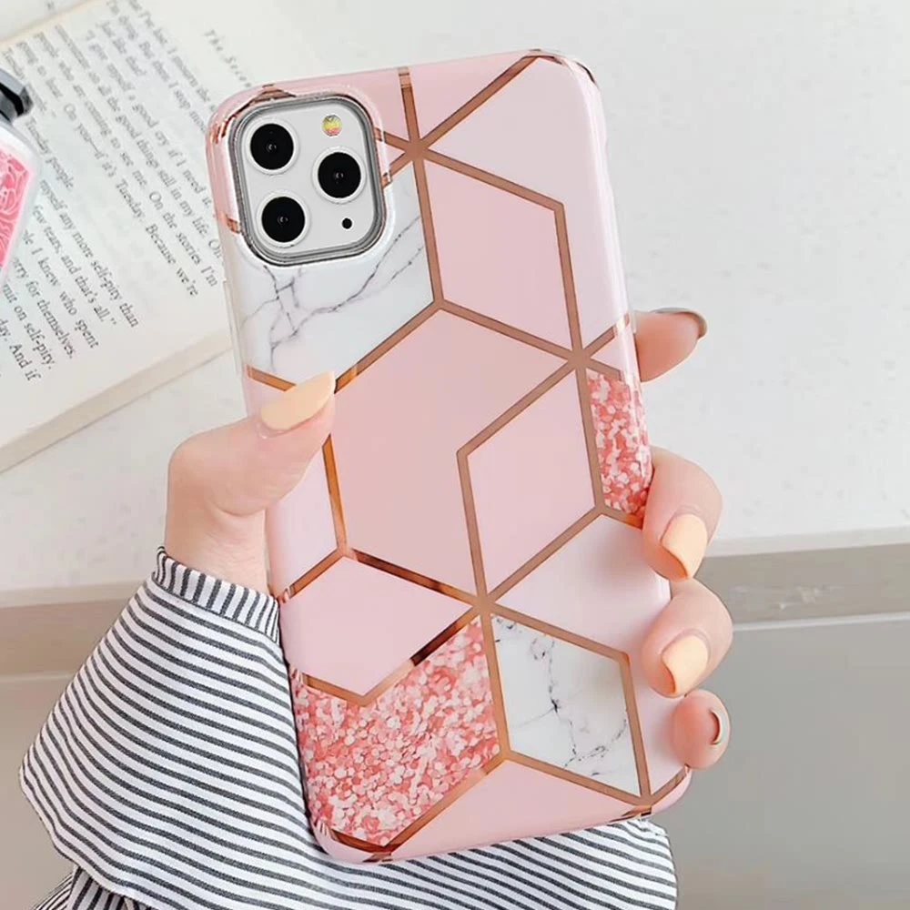 Художественные мраморные чехлы с геометрическим рисунком для IPhone 12 11 Pro MAX X XS XR 6 S 7