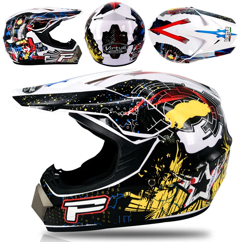 【3 gifts】добродетель внедорожных шлемов полный-покрытый сезонный мужской Защитный колпачок для детей взрослых крутой мотоциклетный гоночный крест шлем - Цвет: 13