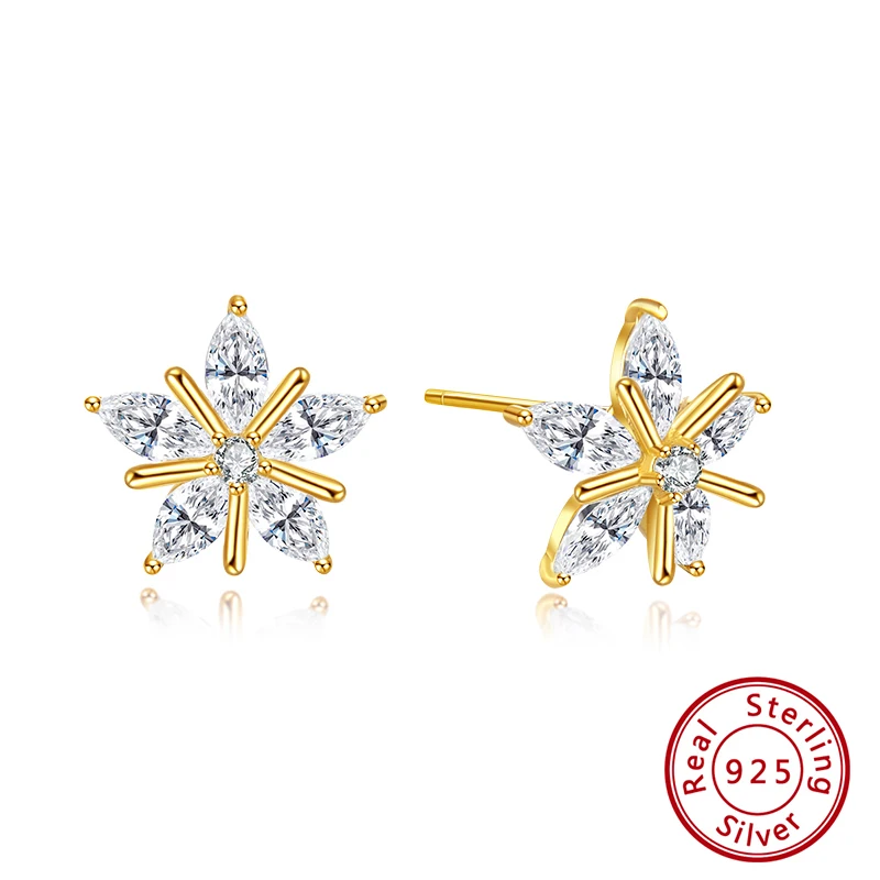 ORSA JEWELS S925 рождественские серьги-гвоздики в виде оленя для женщин, новейшая Рождественская тема, милые трендовые ювелирные изделия из стерлингового серебра с цирконием SE171 - Цвет камня: Snowflake Gold