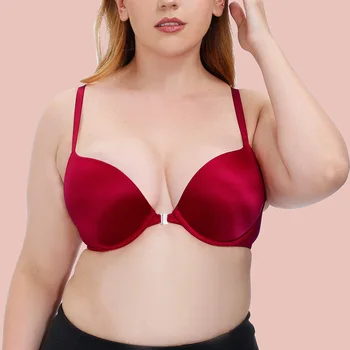 

Plus Cup Sexy Front Button Bra For Women Push Up Chest Underwire Vest Back Elegant Underwear Plus Size Tops 36-48