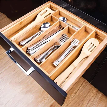 

Kitchen Drawer Organizer Bamboo Expandable Cutlery Drawer Storage Box Drawer Divider Tray Kitchen Drawer Organizer