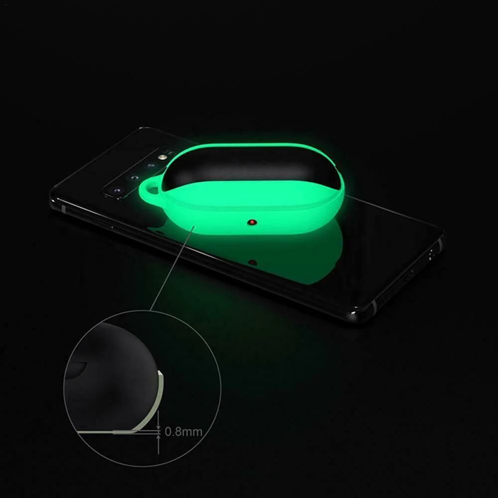 For Samsung Galaxy Buds Bluetooth Headset Liquid Silicone Case with Hook Luminous with The Night Light Earphone Accessories