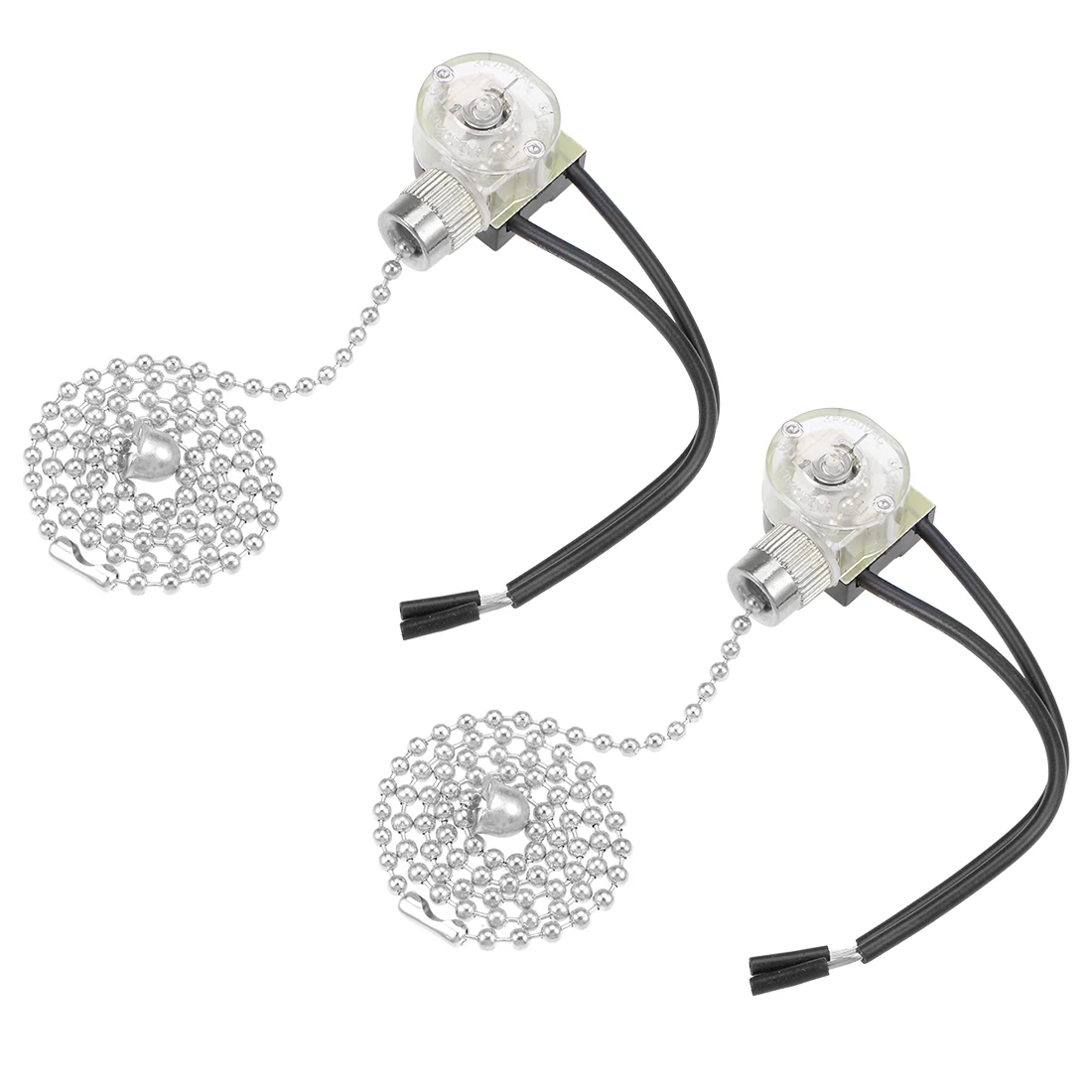 

uxcell Pull Chain Switch SPST for Ceiling Fan Light Lamp with 42cm Pull Chain Silvery 2pcs