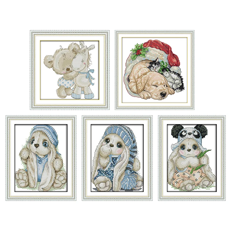 

Christmas Cat and Dog Patterns Cross Stitch Kits Sale 14CT 11CT Counted Printed Canvas DIY Handmade Embroidery Needlework Sets