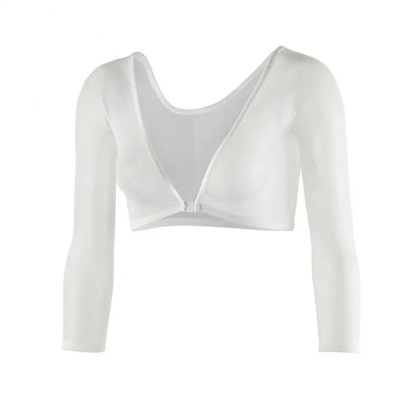 Maternity Net Yarn Bottoming Shirt Slimming Upper Arms Shapers Women Navel Sheer Mesh Sleeves Compression Shirt Chiffon 4