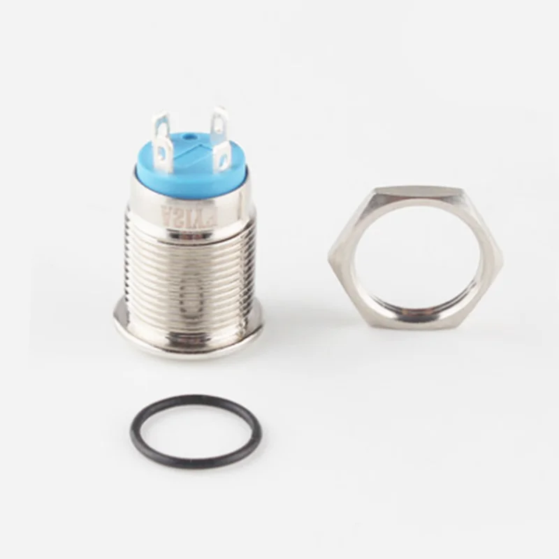 1pcs 12mm Metal Push Button Switch Flat Head Ring LOGO 3-220V Self-locking Latching Waterproof Car Auto Eng