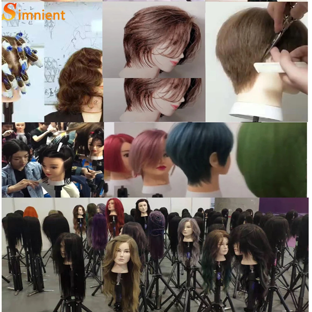 100% Real Hair Human Mannequin Head, Hair Styling Training Model