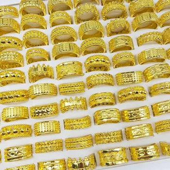 

36 Pcs/lot fashion men punk style gold color alloy ring lot jewelry wholesale men ring set 200729-22