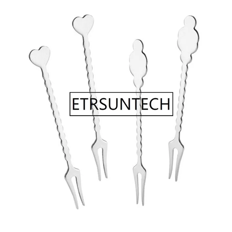 

200 шт сердце фрукты вилка Нержавеющая Сталь Десертные Вилки для торта Милая Мини Вилка используется для торта в вечернем ресторане