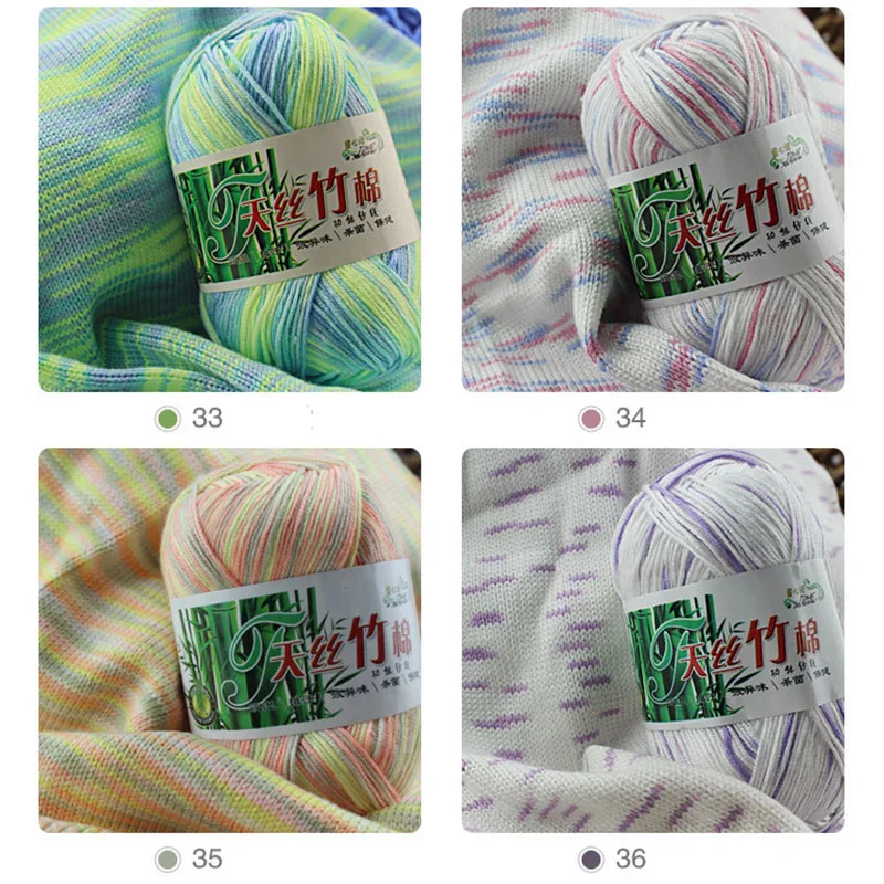 10pcs 500g Natural Bamboo Cotton Yarn Soft Crochet Yarn Crochet For knitting Wool Children Hand Knitting DIY Thread 5