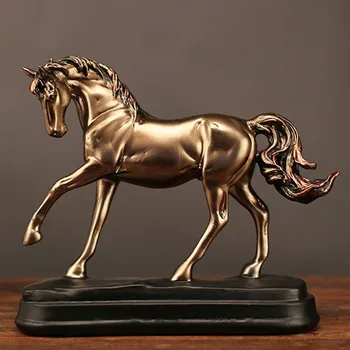 

Gold Horse Statues Figurines Ornaments Horse Sculpture Crafts Home Office Decoration Accessories Vintage Resin Wedding Gifts