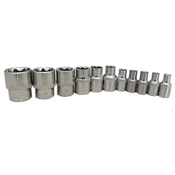 

1/4 3/8 E4-E20 Clip Sockets Silver Replacement Shop Tool Kit 11pcs E Torx