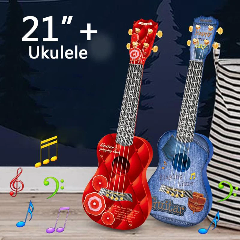 21 дюймов Гавайская гитара Ukulele soprano Basswood акустическая нейлоновая 4 струны Гавайская гитара цветная мини-гитара для детей подарок с струнами и выбор