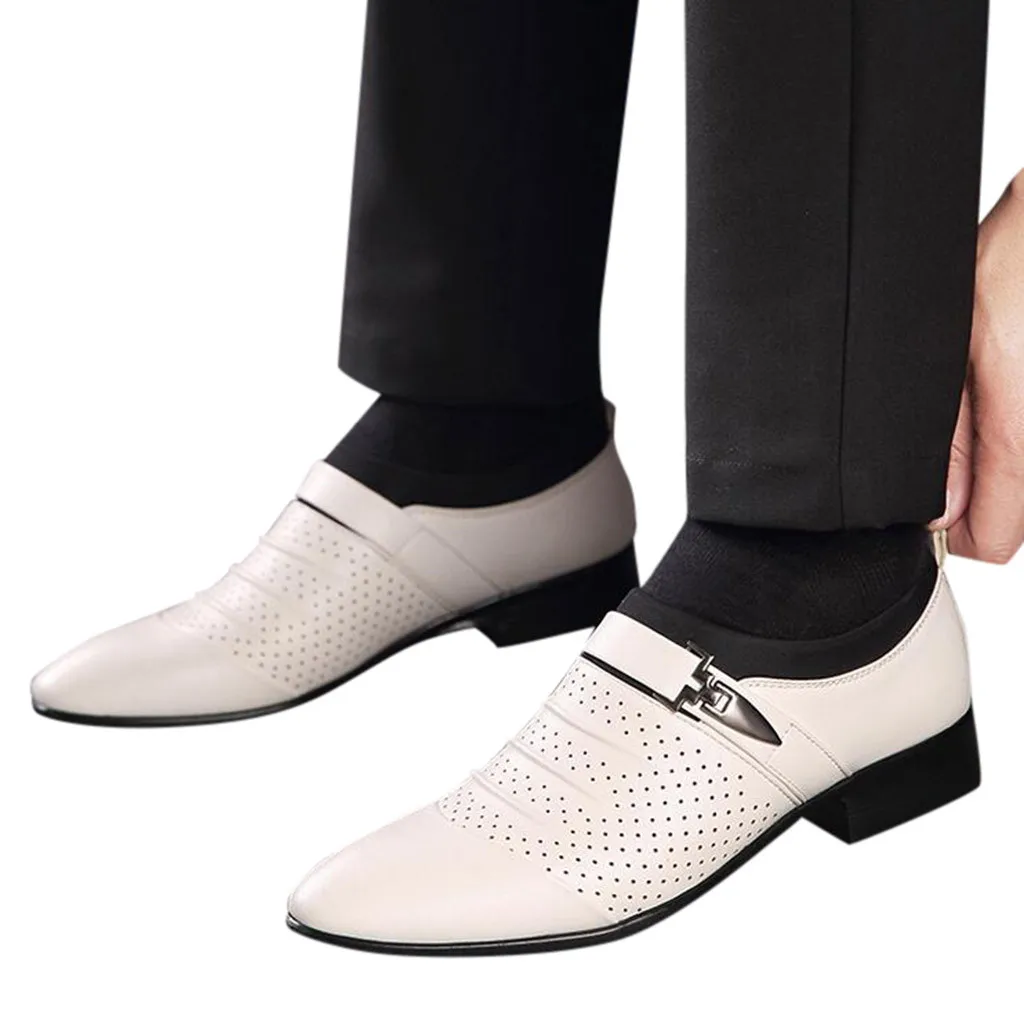 Черные деловые нарядные туфли для мужчин; мужские туфли-оксфорды без застежки; Повседневная дышащая Свадебная обувь; офисные туфли