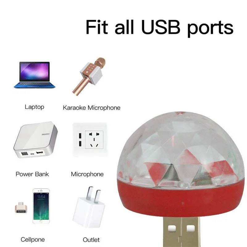Мини USB СВЕТОДИОДНЫЙ диско этапа светильник Портативный Семья вечерние магический шар красочный светильник бар клуб сценическое освещение лампа для мобильного телефона
