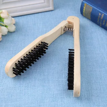 

Anti-static Hairdressing Wooden Clamp Hair Double Sided Brush Massage Comb DIY Natural Styling Straightening Stylist
