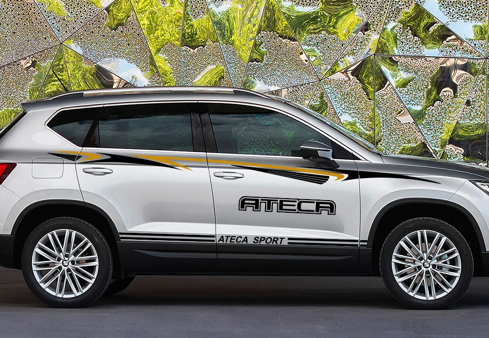 2 шт. виниловая пленка для сиденья Ateca Arona, автомобильные наклейки, авто Стайлинг, тюнинг, спортивные декоративные наклейки, водостойкие тюнинговые автомобильные аксессуары