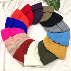 Women's Winter Hat Knitted Hat New Warm Melon Leather Hat Solid Color Retro Woolen Dome Hat Short Outdoor Hat