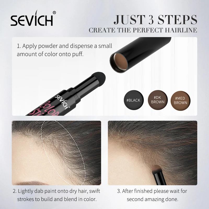 Sevich New Hair Shadow Powder 2g Root Cover Up Stick Hairline Edge Control Powder Filling Hair Line Concealer loss Pen