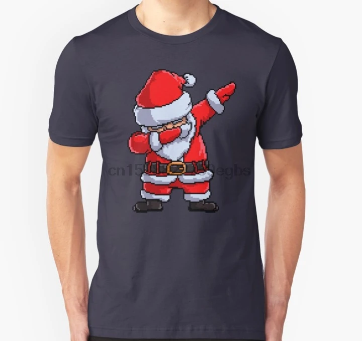Men tshirt Santa Claus Dabbing Pixel Art T Shirt Christmas Dab Dance Gifts Slim Fit women T-Shirt tees top |