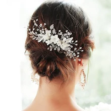 НОВАЯ щетка для волос на полке ручной работы Керамические Цветочные украшения для волос свадебный головной убор вуаль аксессуары