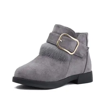 

Girls Fashion Boots Leather Sport Shoes For Girls Children Warm Boots Short Soft Bottom Princess Snow Boots Kids Sneakers