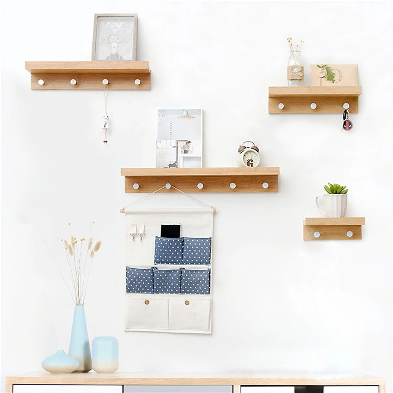 Wooden Wall Shelf Wall Mount Storage Rack Organizer For Kitchen Bedroom Home Decor Kid Room Diy Wall Decoration Holder Tray Storage Holders Racks Aliexpress