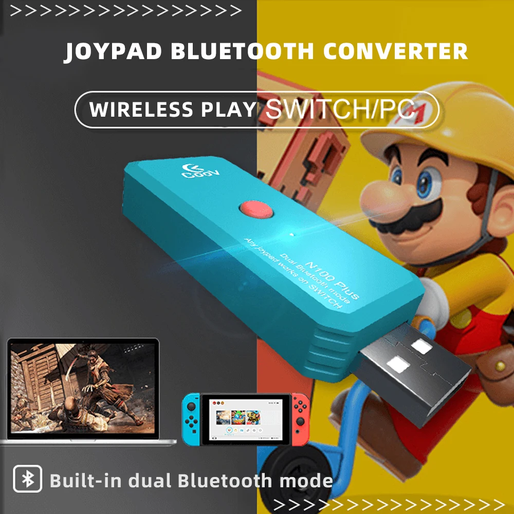 Coov N100 PLUS Bluetooth Joypad конвертер для PS4 / Xbox One беспроводной контроллер адаптер Nintendo Switch