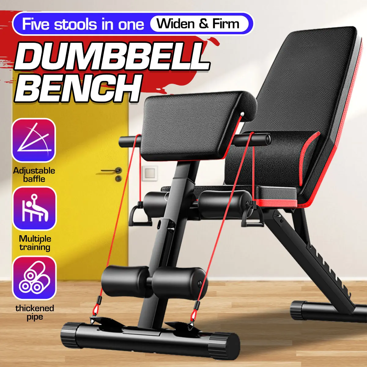 US $59.98 Roller Multifunctional Foldable Dumbbell Sit Up Benches Home Gym Chair Multiple Training Exercise Machine Fitness Equipment