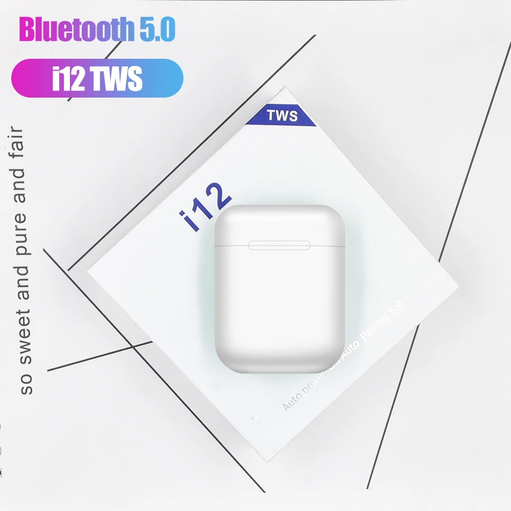 I12 TWS, беспроводные наушники Bluetooth 5,0, спортивные наушники, сенсорные, всплывающие, наушники, гарнитура с зарядной коробкой, слуховой аппарат