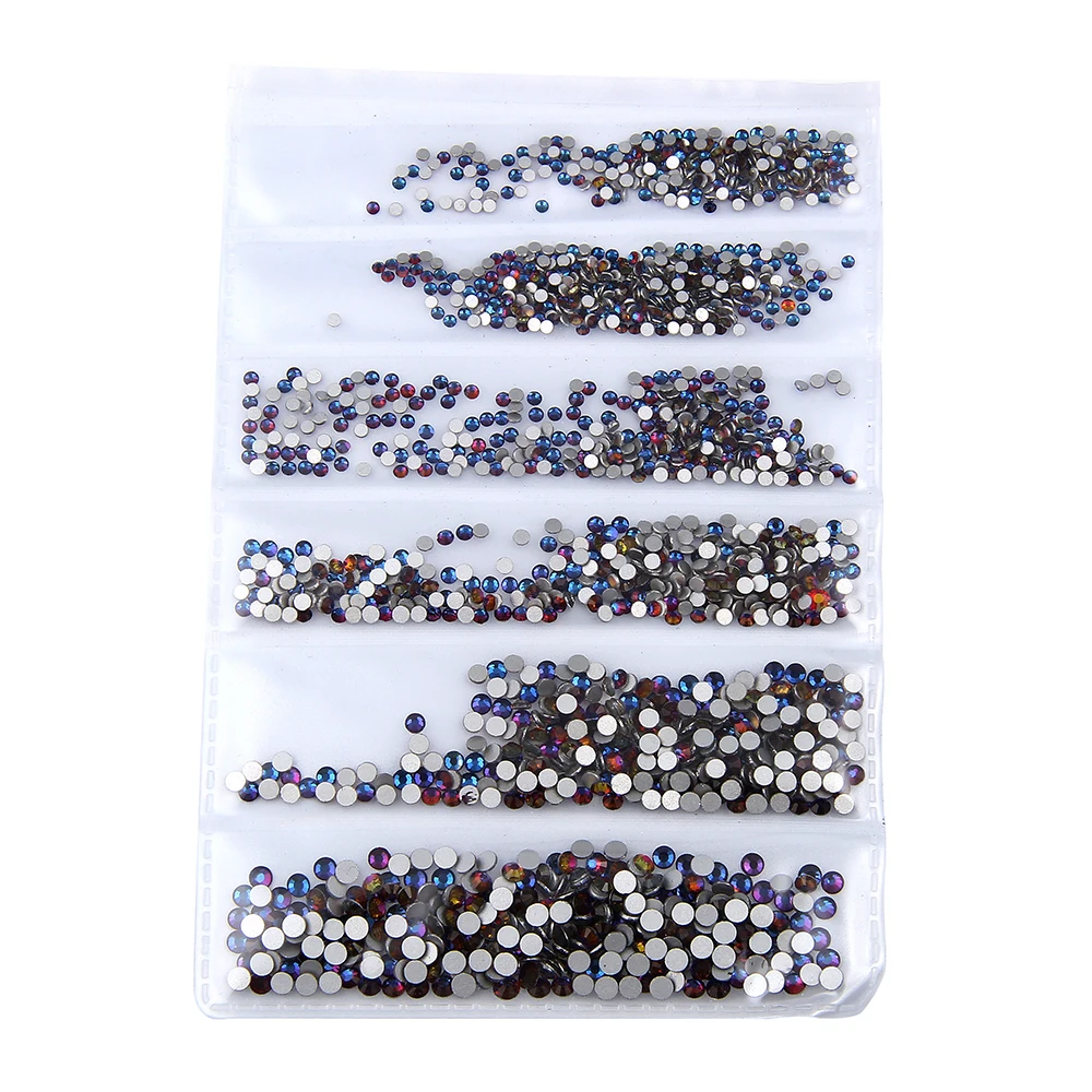 Mixed Sizes 1680pcs Синие радужные стразы без горячей фиксации, художественное оформление ногтей, SS3-SS30 клея с плоской задней стороной, стразы, поделки своими руками, одежда - Цвет: Mixed Sizes 1680pcs