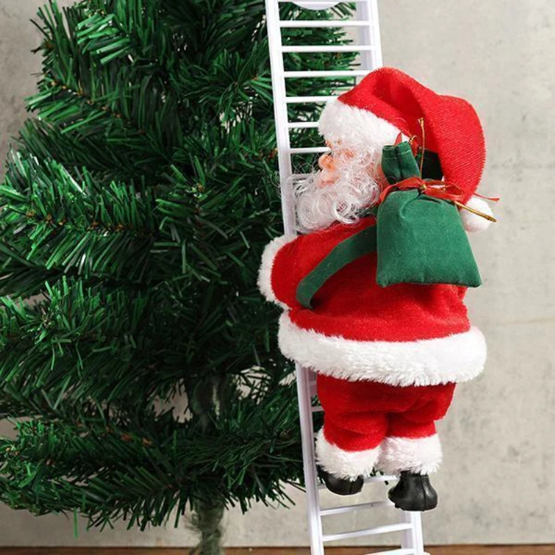 Рождественские музыкальные игрушки Санта-Клаус, музыкальная электрическая подвесная лестница для альпинизма, детские подарки, вечерние украшения для елки