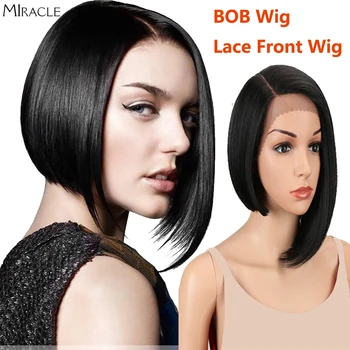 

Synthetic Lace Front Wig Short Bob Straight hair Side Part Lace Front Wig Bob Ombre Heat Resistant Cosplay Bob Wigs Miracle wig