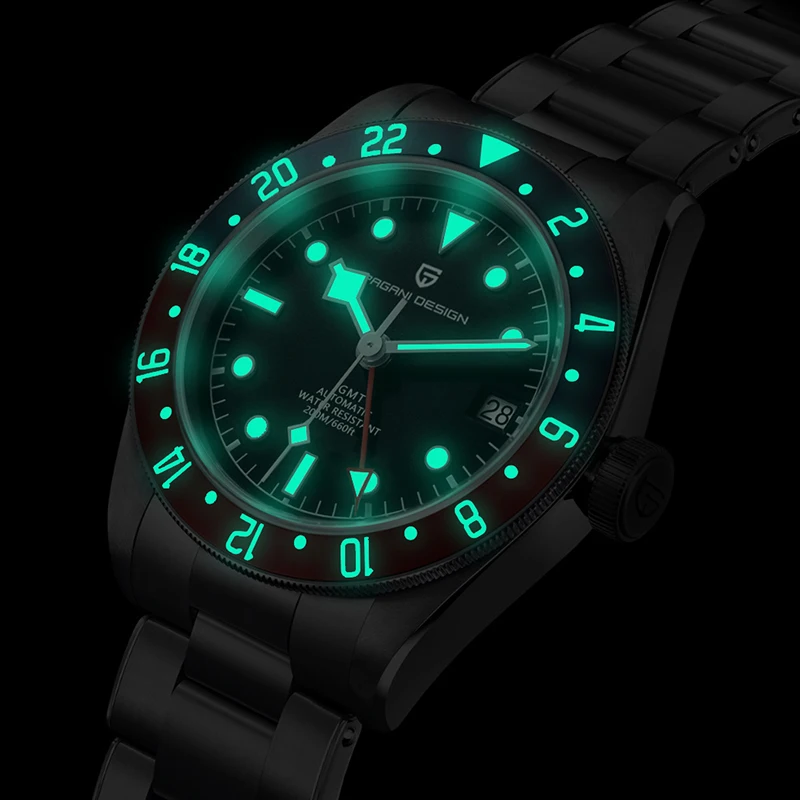 PAGANI DESIGN 2023 New BB58 Mens Watches GMT Top Luxury Sapphire Mechanical Automatic Watch For Men Waterproof Relogio Masculino