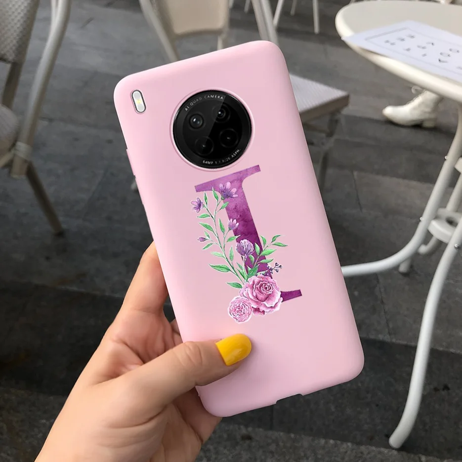 Cute Soft TPU Shockproof Phone Bumper Case with 26 Letters Design