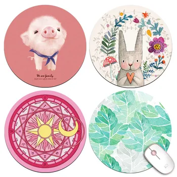 

1pcs Cartoon Animal Pattern Mouse Pad Round Mousepad Office Mice Pad Rubber Home Computer Anti-slip Table Mat Study Room