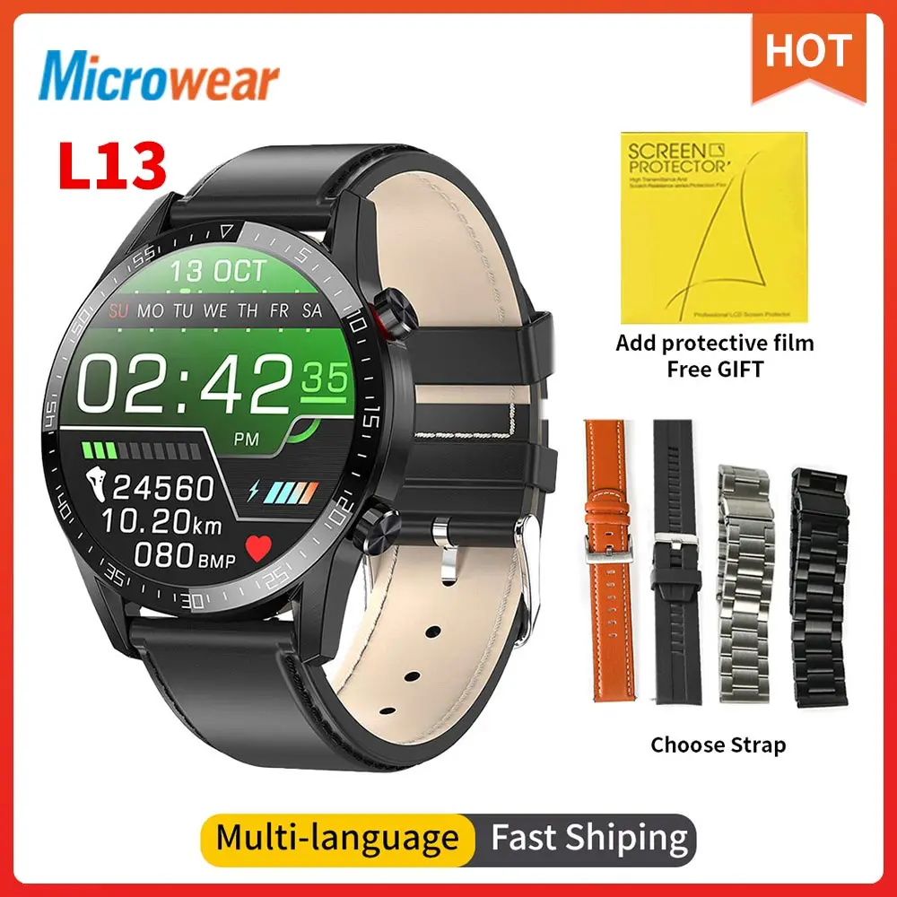 2021 New Microwear L13 Smart Watch ECG Heart rate BT Call Blood Pressure Sport Watch IP68 Waterproof L16 L15 smartwatch