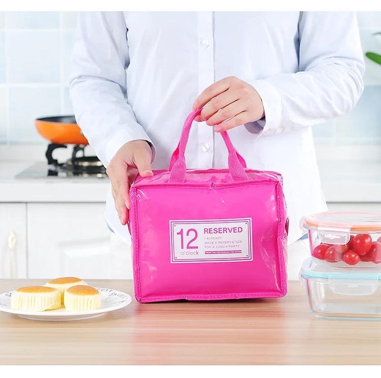 South Korea White Collar Lunch Bag Trash Patent Leather PU Picnic Bag Insulated Freezer Bag Bento Box Bag Currently Available Wh