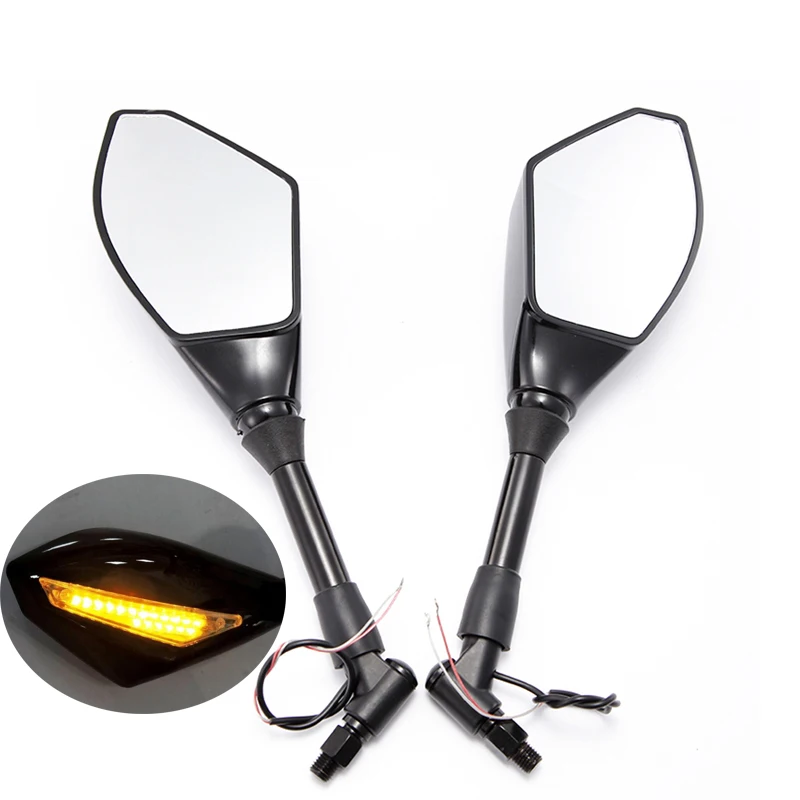 

Black With LED Light Motorcycle Rearview Mirror 8/10MM Motorbike Rear View Mirrors Scooter Universal For Kymco Sym KTM duke 125