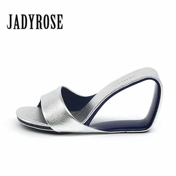 

Fashion Women Slippers High Heel Ladies Street Beach Open Toe Shoes Women Leather Casual Luxury Designer Slip On Slides Pumps