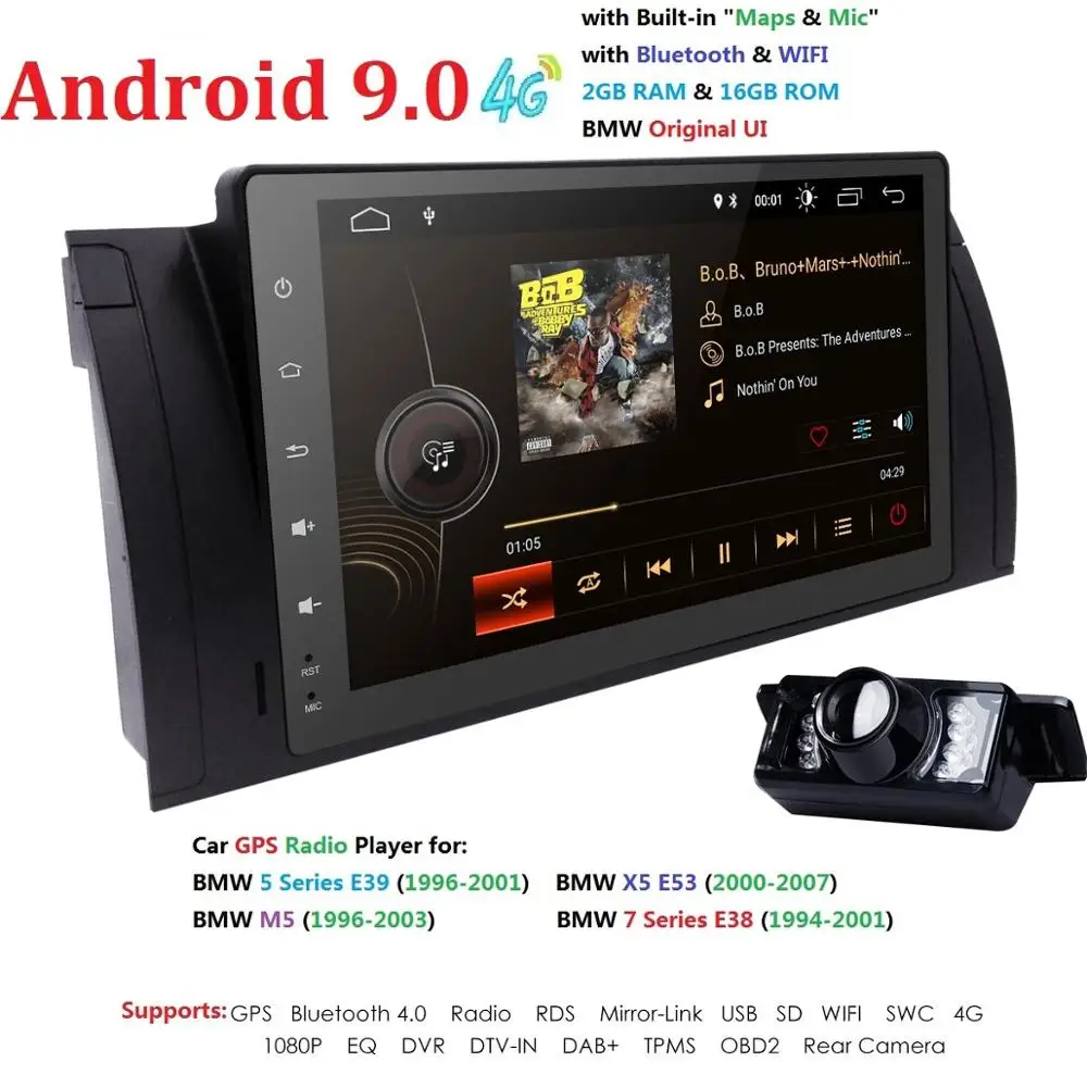 For BMW E39 X5 E53 Car Stereo 9" Android 8.1 WIFI 4G Radio GPS Navi DAB Headunit 