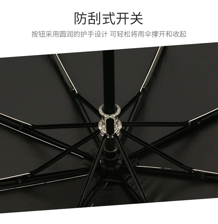 Umbrella Women's Rain Or Shine Dual Purpose Simple Solid Color Three Folding Parasol Vinyl Sun-resistant Parasol Umbrella Custom