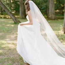 Белая слоновая кость 0,75 м/2 м/3 м/5 м длина один слой вуали для Свадебный для невесты Длинная Вуаль собора с расческой Фата невесты